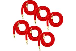 Nuogo 6 Pcs Velvet Stanchion Rope Red Carpet Party Decorations 5ft Crowd Control Velvet Ropes Safety Barrier with Gold Hook for Event Movie Theaters Grand Opening Hotel Christmas Party Supplies
