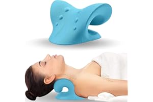 OORMGSRC Cervical Traction Device, Neck Stretcher Cervical Traction for Muscle Relax, Neck Hump Corrector for TMJ Pain Relief, Shoulder Relaxer, Spine Corrector (Blue)