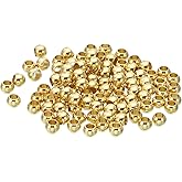 PATIKIL Brass Loose Balls, 100 Pcs 3mm OD 1.5mm ID Smooth Round Spacer Beads for Craft Metal Seamless Ball Beads for Bracelet Necklace Jewelry Making, Golden