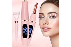 BEAUTYCURLS Heated Eyelash Curlers, Heated Eye Lash Curler Best Seller with Comb Electric Eyelash Curler, Rizador De Pestañas LED Display 3 Temp Settings Makeup Tool, USB Charge Natural Curling 24H for Women Gift