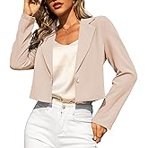 LETDIOSTO Women's Cropped Blazer - Lightweight Long Sleeve Business Casual Suit Jacket