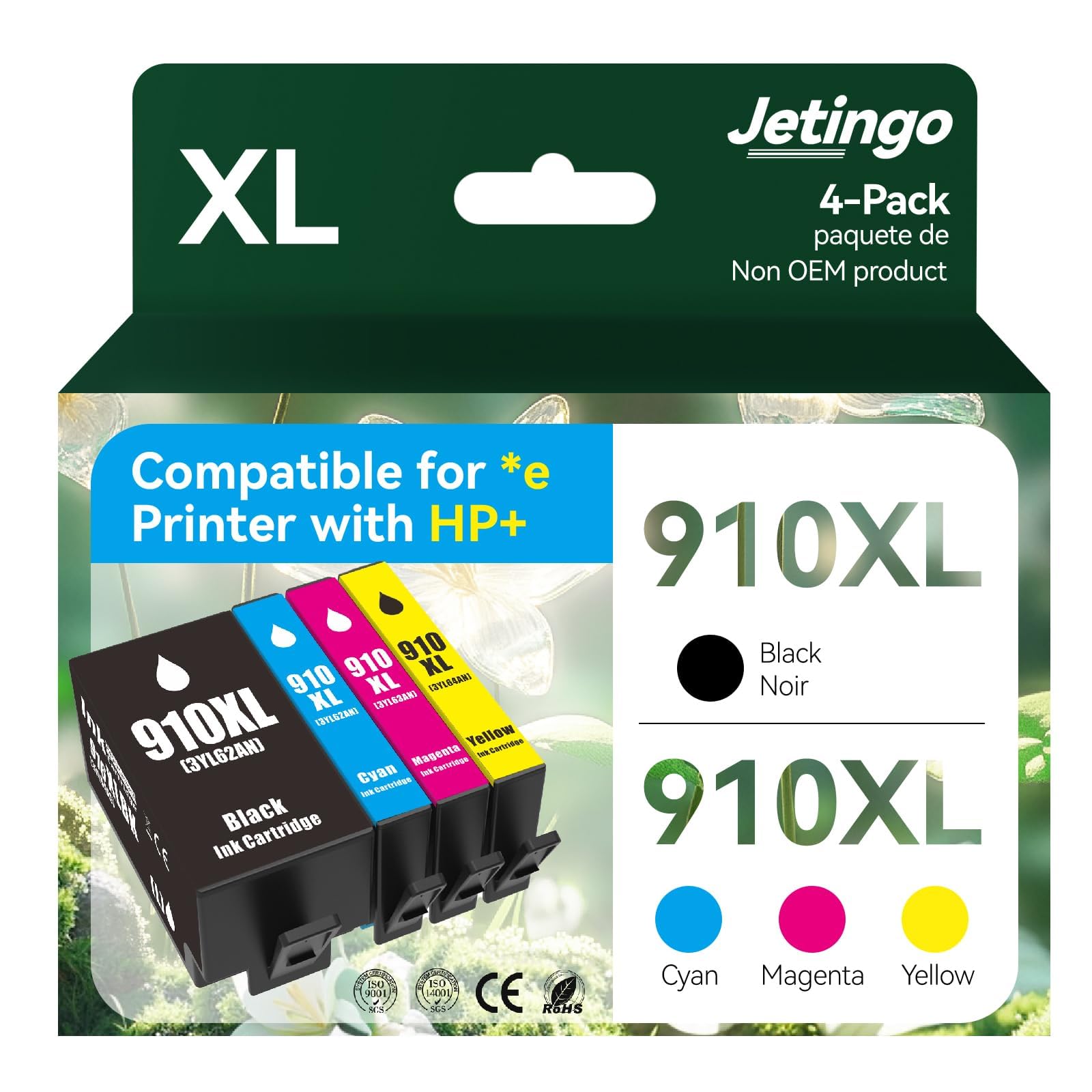 Photo 1 of 910XL Ink Cartridges Combo Pack Replacement for HP 4 Pack Black and Color 910XL Ink Cartridges HP910 HP910XL for Officejet Pro 8025e 8015e 8028e 8035e 8025 8035 8020 Printer (BK/C/M/Y)