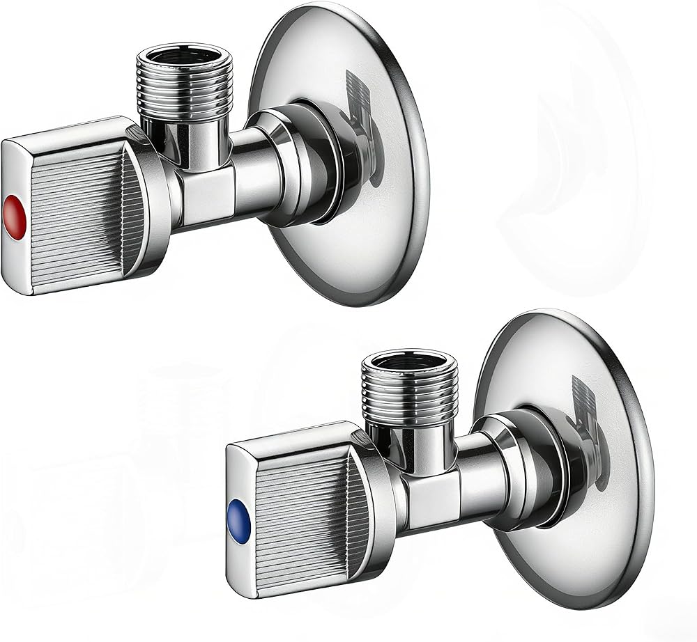 Ibergrif Angled Isolation Valves 1/2 Inch BSP Chrome Brass 2 Pack