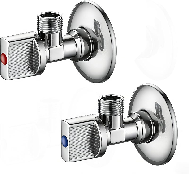 Ibergrif Angled Isolation Valves 1/2 Inch BSP Chrome Brass 2 Pack