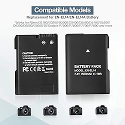 Magolin EN-EL14 EN EL14A Battery 2-Pack 1500mAh