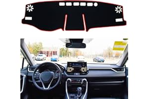 SENSHINE for Toyota RAV4 Accessories 2019 2020 2021 2022 2023 2024 2025 Dashboard Cover Center Console Cover Dash Mat Carpet Protector Sunshield Cover Custom Fit, Red Trim