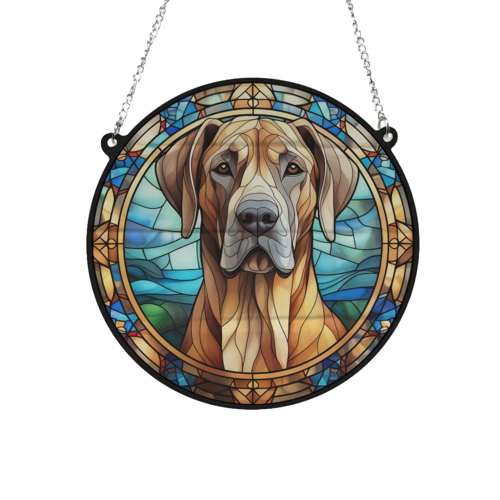 Great Dane Stained Glass Effect Suncatcher Gift for Dog Lovers - 19cm