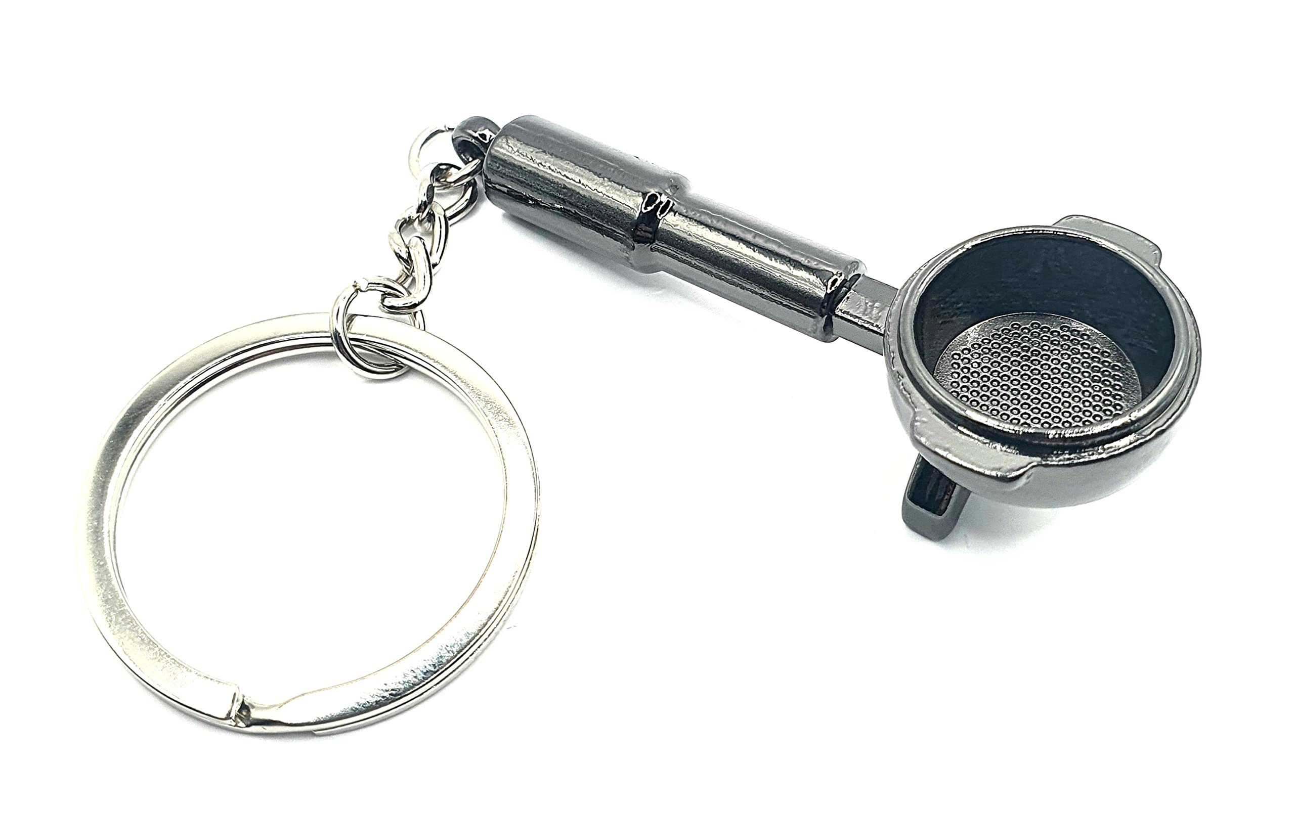 Black Coffee Portafilter Metal Heavy Keyring