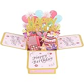 BOXOB 3D Pop Up Birthday Card, Funny Foldable Gift Box Happy Birthday Greeting Card with Envelopes Celebration Gift Choice for Women Men Friends Daughter Mom Sister