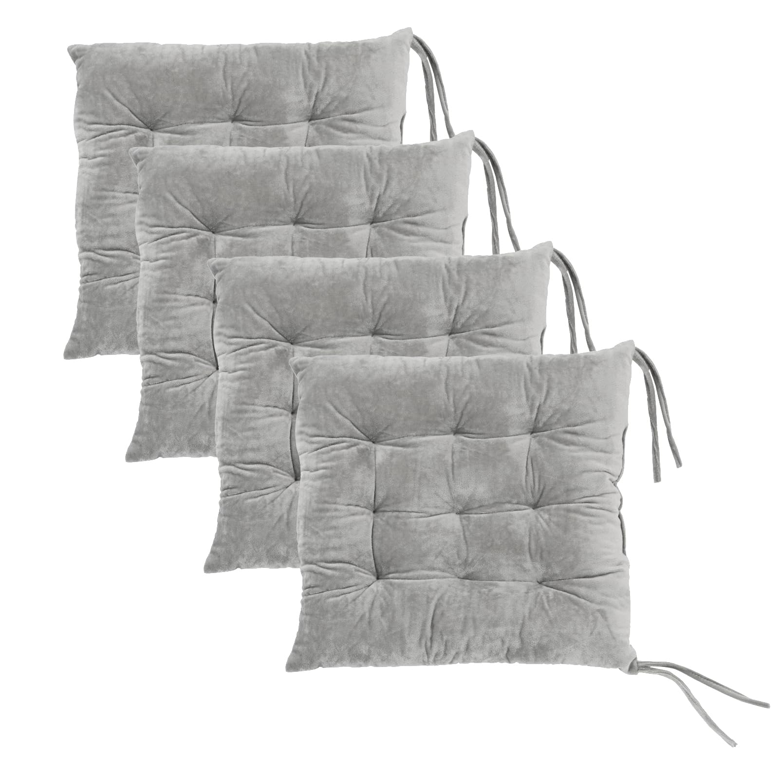 Photo 1 of *ONLY 2* Set of 4 Square Chair Pads Indoor Seat Cushions Pillows with Ties Soft Comfortable Non Slip Chair Mat for Kitchen Dining Office Desk Living Room Outdoor Tatami 15.5" - Gray