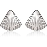 Gemynix 14K Gold Plated Shell Earrings for Women Seashell Stud Earrings Trendy Statement Earring Fashion Summer Ocean Beach Jewelry