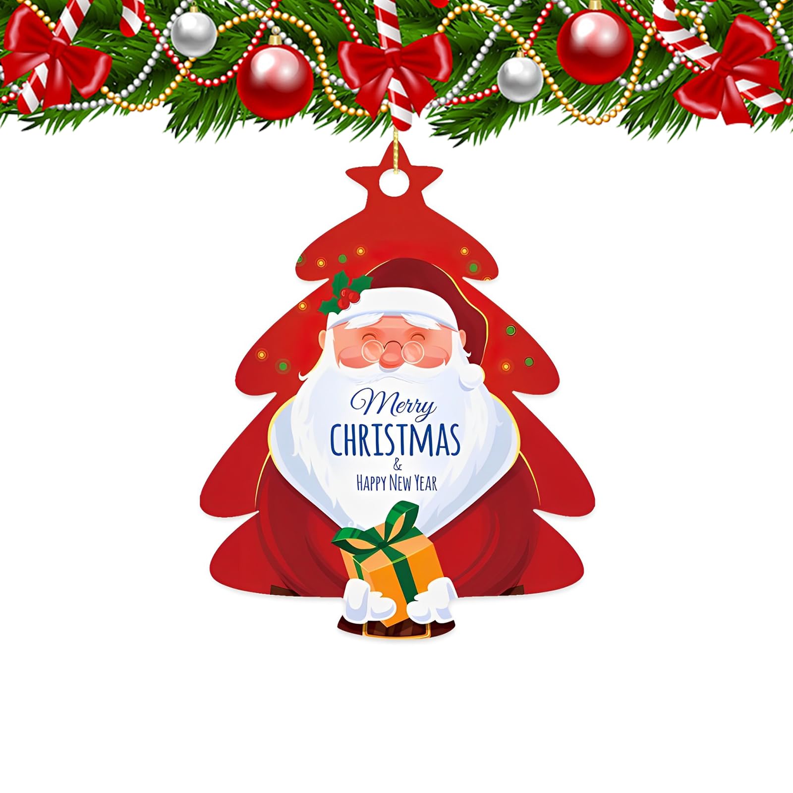 Bfuebur Christmas Decorations Ceramic Red Christmas Tree Bauble Personalised Xmas Baubles Cute Christmas Ornaments Gifts for Kids Family Friends