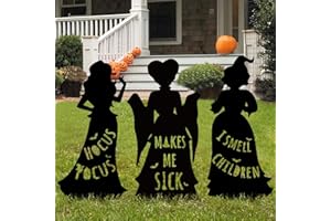 BUNNY CHORUS Hocus Pocus Halloween Decorations Outdoor: 3 Extra Large Black Hocus Pocus Witches, Halloween Silhouette Yard Signs with Stakes, Thick Corrugated Plastic, Outside Yard Lawn Decor for Kids Home Party