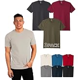 Next Level Apparel 6410 Men's Sueded T-Shirts, Multipack Premium Fitted Short Sleeve Tees, NL6410 Unisex Bulk Crewneck Undershirt, Make Your Own Custom Color Set, Remeras Para Hombre - 3 Pack, X-Small