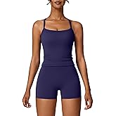Workout Sets for Women 2 Piece Compression Sports Bra and High Waisted Yoga Shorts Gym Active Jogger Sets