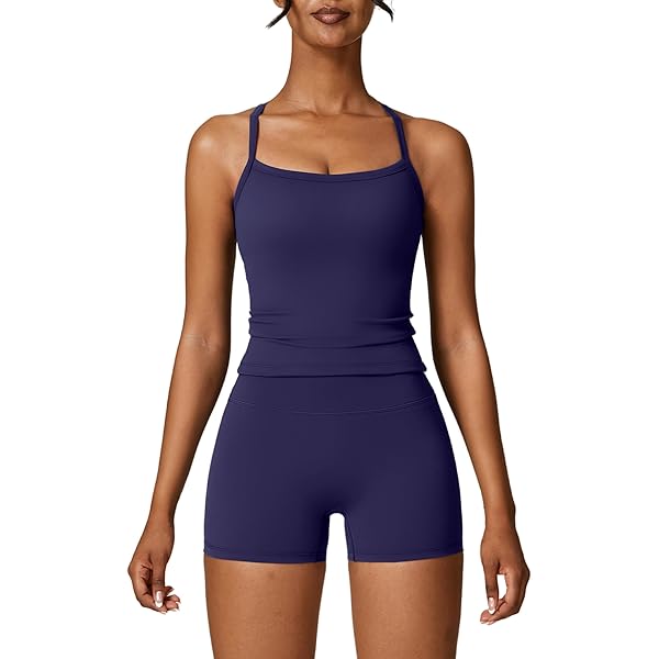 Conjunto De Chándal Mujer 2 Piezas - Top Sin Espalda Y Shorts Altos, Yoga Y Gimnasio
