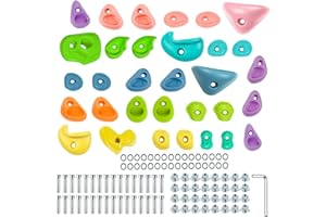 UMIKOOL DIRECT 32Pcs Rock Wall Climbing Holds for Kids and Adults, Multi-Colored Rock Wall Climbing Kit, Indoor & Outdoor Playground Accessories with Mounting Screws