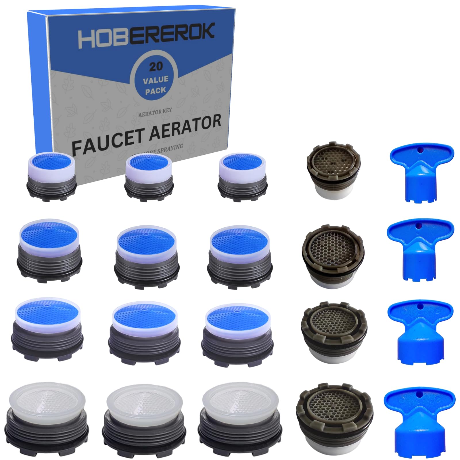 Photo 1 of 16PCS Faucet Aerators Replacement Faucet Aerator Bathroom Sink with 4PCS Faucet Aerator Removal Tool Aerator Key, Water Saving Sink Flow Restrictor Set M 16.5mm 18.5mm 21.5mm 24mm