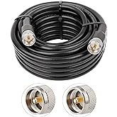 XRDS -RF Cable coaxial CB de 50 pies, cable coaxial KMR 400 UHF PL-259 UHF macho de puente coaxial de baja pérdida de 50 ohmi