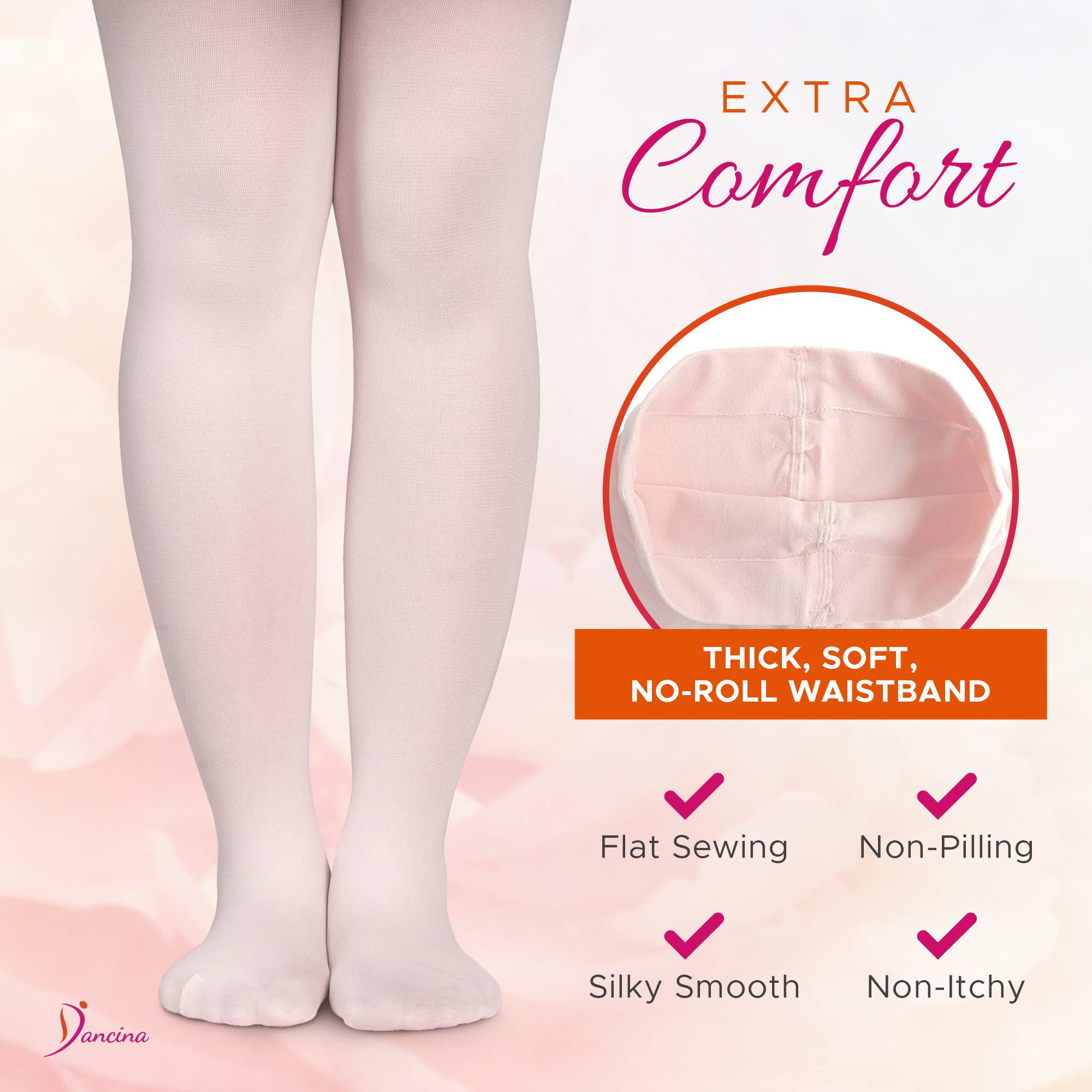 Dancina Ballet Dance Tights Footed - Ultra-soft Pro Excellent Hold&Stretch (Toddler/Girls)