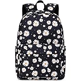 Kimwadalh Girls Bookbag for School, Black Daisy Lightweight Girls Schoolbag for Preschool Elementary High School
