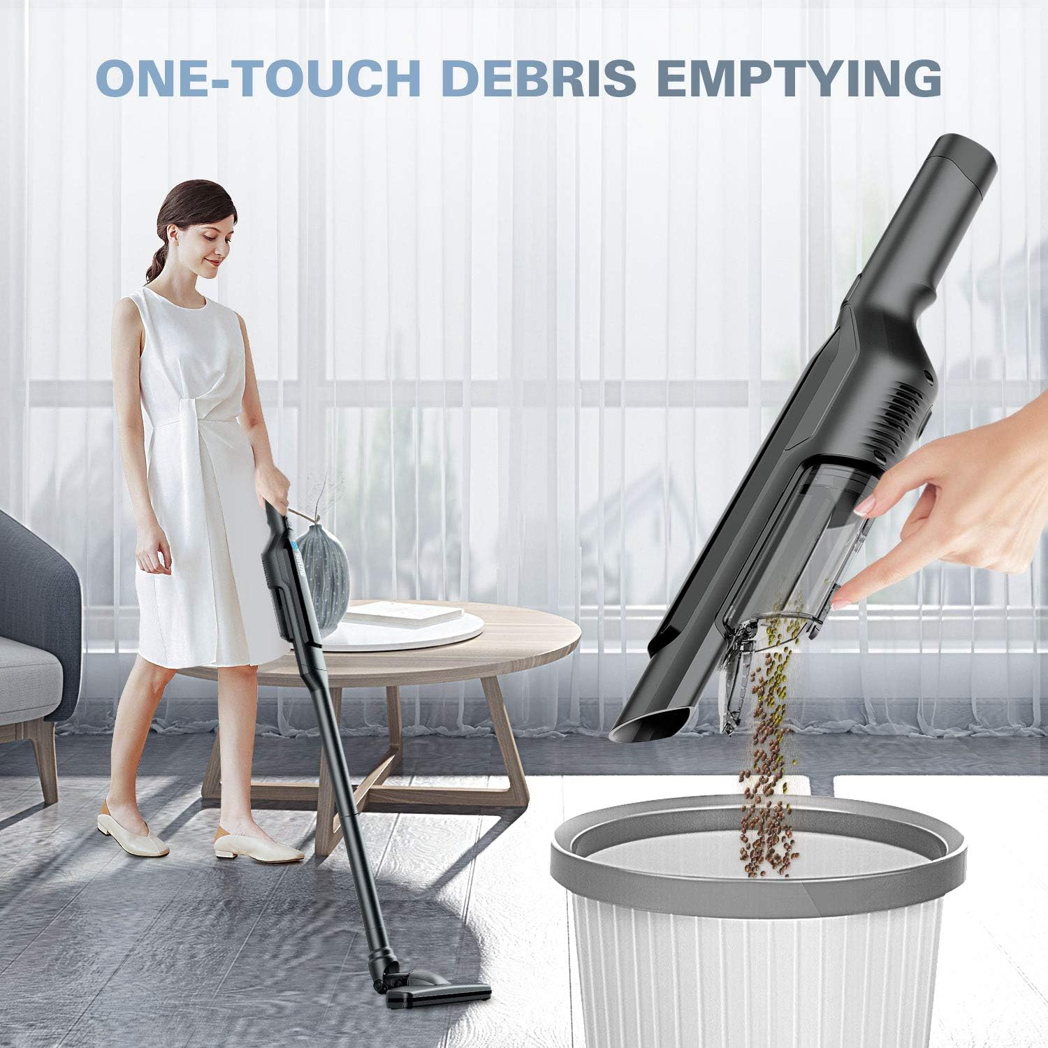 BuTure Handheld Vacuum Cordless, 17000PA USB Charging Car Vacuum, Poweful Suction Hand Vacuum Rechargable Lightweight Portable Vacuum Cleaner for Car and Home (Black) -
