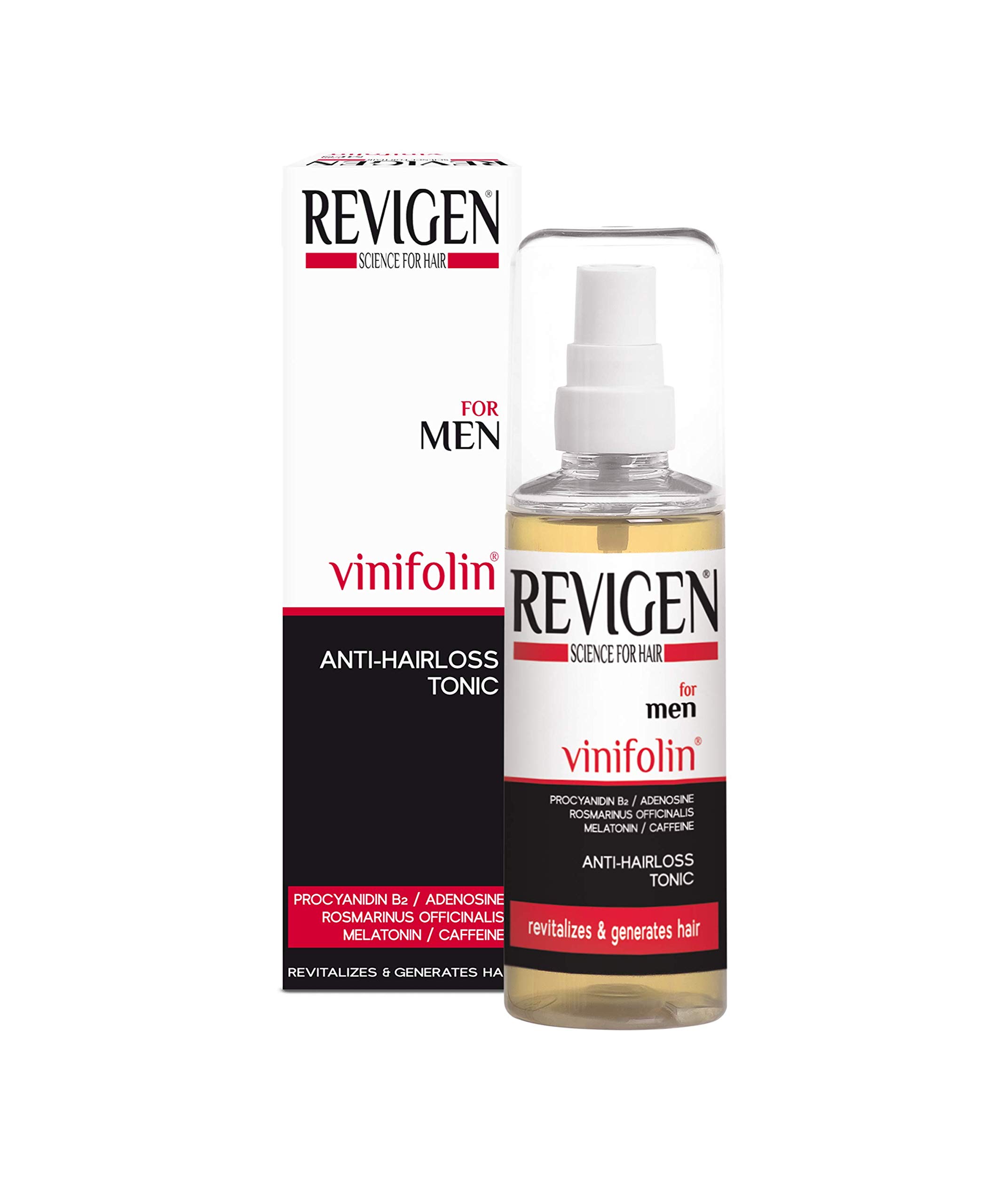 Revigen Vinifolin anti hair loss tonic, 100 mL is all natural, procyanidin B2 based anti-hair loss tonic applied topically to stimulate hair follicles and accelerate hair follicle activity