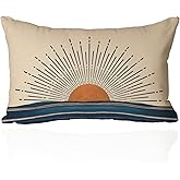 Bohemian Sunrise Sunset Pillow Covers 12x20 Inch- Horizontal Sunset Sunrise Abstract Throw Pillow Covers- Retro Chic Lumbar Cushion Case for Couch, Sofa- Decorative Boho Hippie Aesthetic Pillowcase