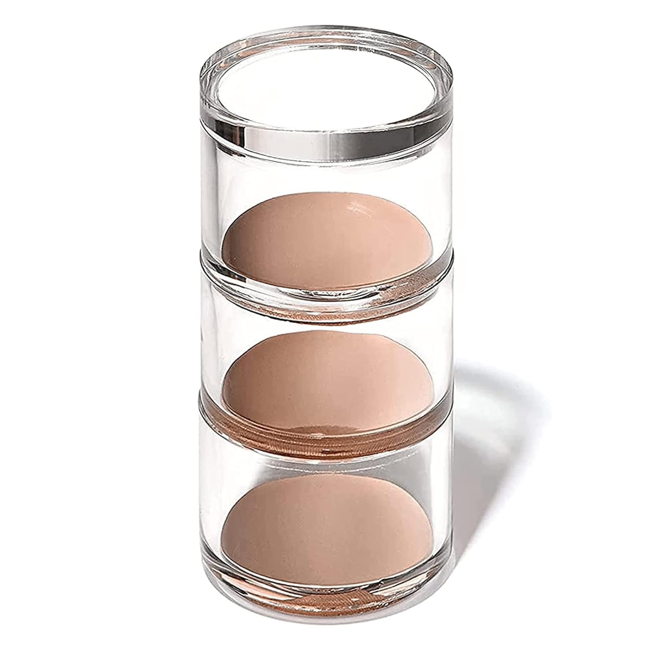 Photo 1 of OfficeGoods 3-Tier Stackable Acrylic Holder- Stylish Desk Organizer and Storage for Office or Home – Transparent Round Design with Rose Gold Metal Base