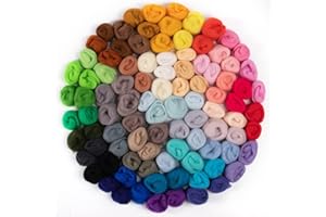 BIGGUN 96pcs 10.4 oz Needle Felting Wool - 48 Colors Nature Wool Roving Yarn for Beginners Hand Spinning Felting Supplies, 3g/Pack