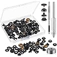 200Pieces (50Sets) 15MM Snap Fastener Kit Tool Snap Button kit Snaps for Leather Snap Fasteners Kit for Leather Marine Grade Stainless Steel Snaps Button for Canvas Bag, Jeans, Clothes, Fabric (BLack)
