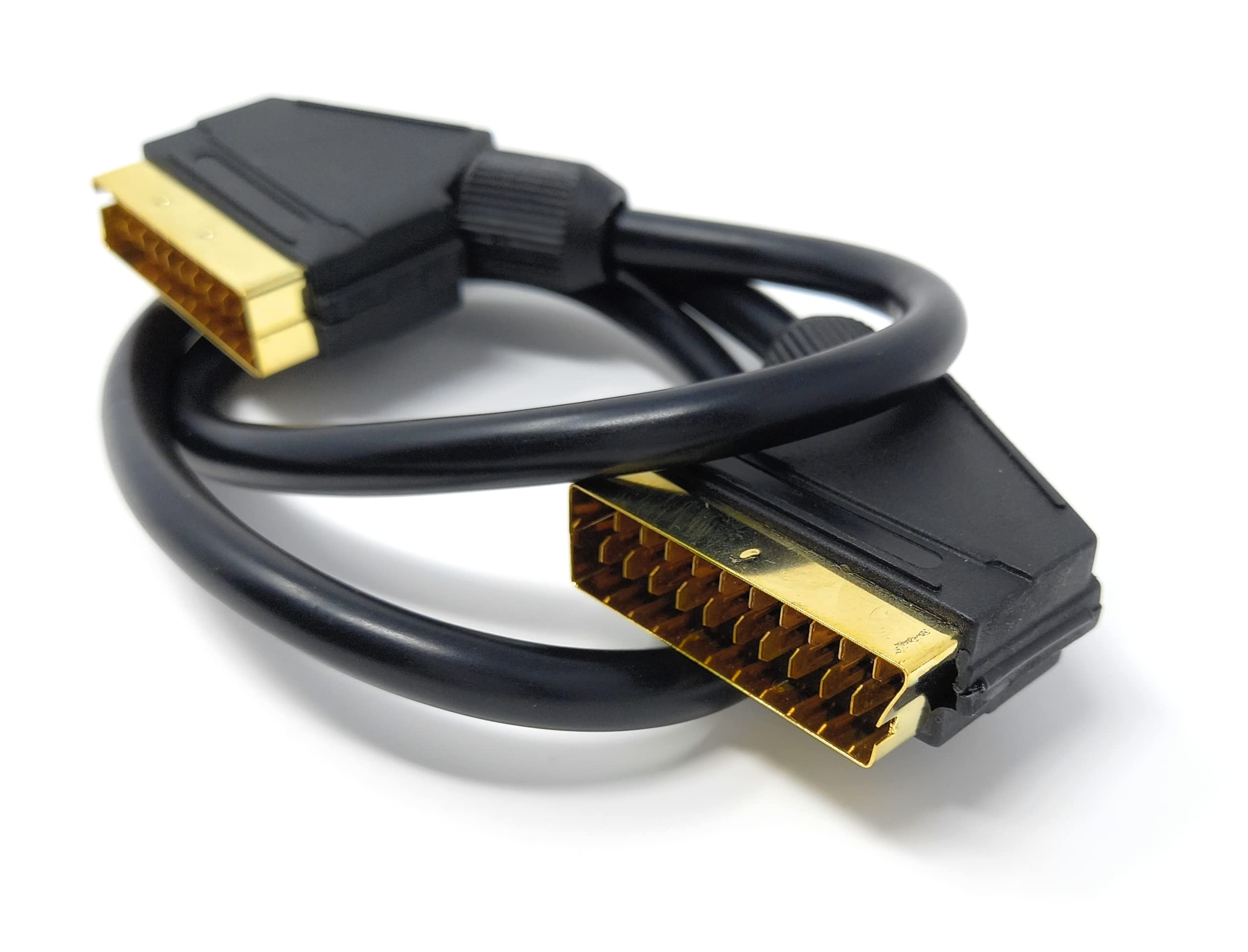 DRUT 75cm short Scart to Scart Cable Lead, 21 Pin Male to Male (Plug to Plug) RGB Cord for TV, VCR, DVD Player Gold Plated 2.5ft