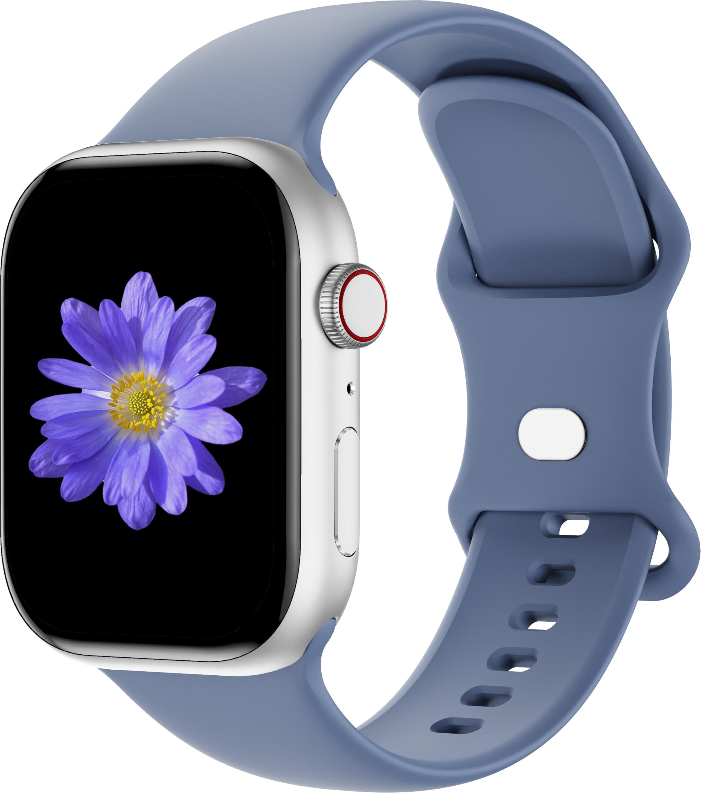 Cindgress Sport Band Compatible with Apple Watch 46mm 45mm 44mm 49mm for Women Men, Soft Silicone Strap for iWatch Wristband Series Ultra SE 11 10 9 8 7 6 5 4 3 2 1 S/M Blue Grey