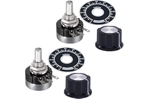 CenryKay 2PCS RV24YN20S B502 5K ohm Single Turn Carbon Film Rotary Taper Potentiometer+2PCS A03 Knob + 2PCS Dials