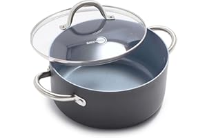 GreenPan Lima Hard Anodized Healthy Ceramic Nonstick 5QT Stock Pot with Lid, PFAS-Free, Oven Safe, Gray