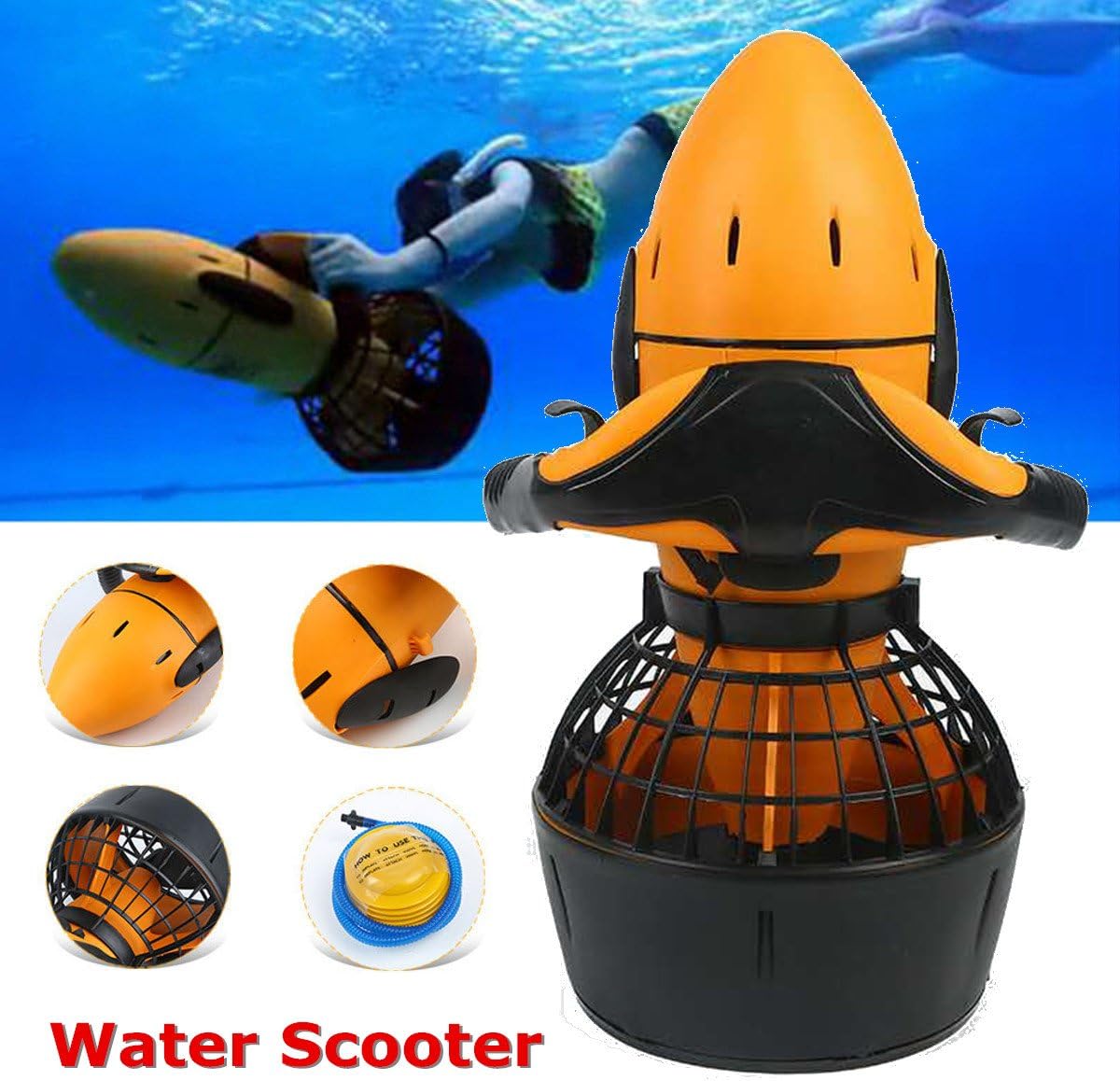 Adoner Sea-Scooter Underwater Pro 300W Electric Waterproof Dual Speed SafetyProp/6kmh