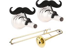 Brasstache 2.0 for Kids - (2-pack) Clip-on Mustache for Brass Players, Original Mustache Size (Trombone (Small Shank))