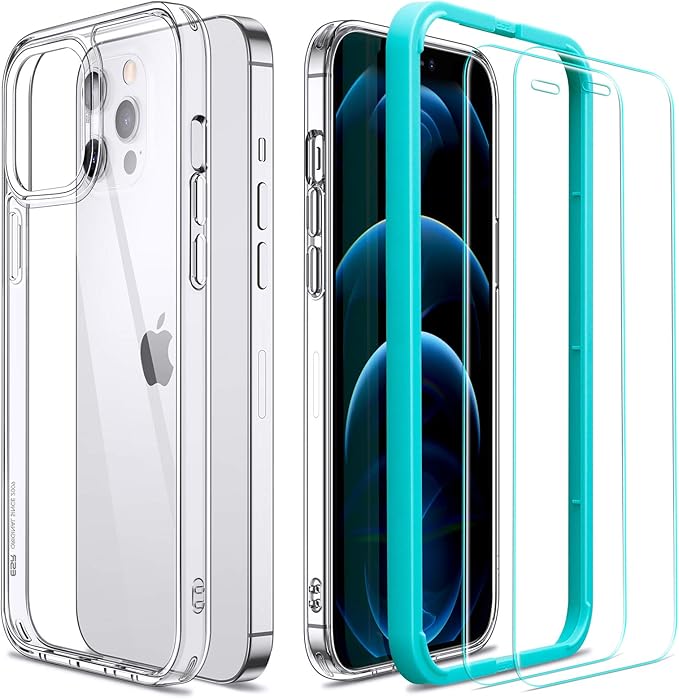 Esr Case And Screen Protectors Compatible With Iphone 12 Pro Max Includes 2 Pack Glass Screen Protector Ultra Thin Shock Absorbing Corners Clear Amazon Co Uk Electronics