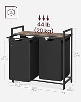 VASAGLE 2 Compartments Laundry Basket with Shelves Brown/Black Oxford Cloth view 7