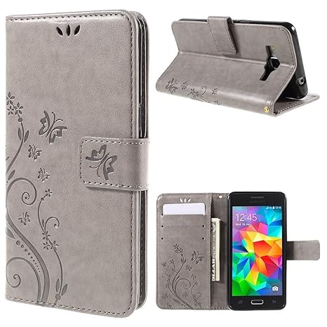 jbTec® Flip Case Handy-Hülle zu Samsung Galaxy Grand Prime / SM-G530H / SM-G531F - BOOK MUSTER Schmetterlinge S16 - Handy-Tas