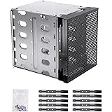 Stainless Steel Hard Drive Cage, 5.25" to 5X3.5" Rack SAS for Computer, Hard Driver Tray with Fan Space - Hard Drive Cage Ada
