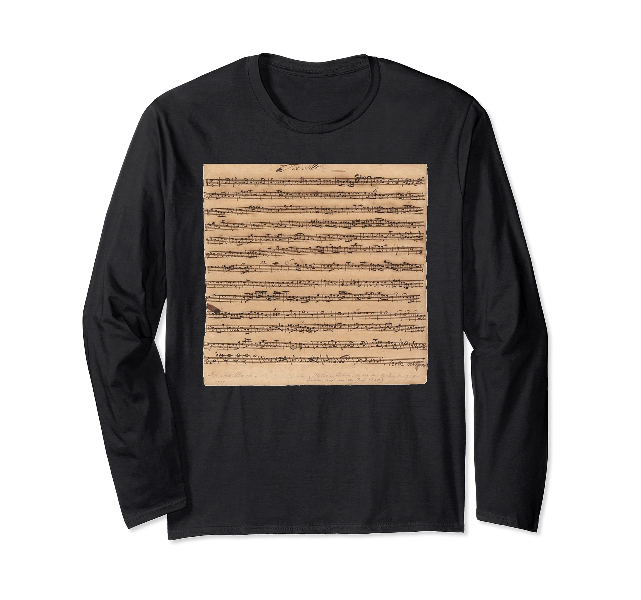 Johann Sebastian Bach Handwritten Taille Sheet Music Long Sleeve T-Shirt