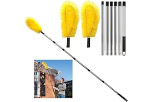 LAIAMER Gutter Cleaning Tools from The Ground, 8.2ft Gutter Cleaner with 2 Gutter Cleaning Brush, Roofing Tool Rain Gutter Guard Cleaner Tool, Easy Remove Leaves and Debris from The Ground