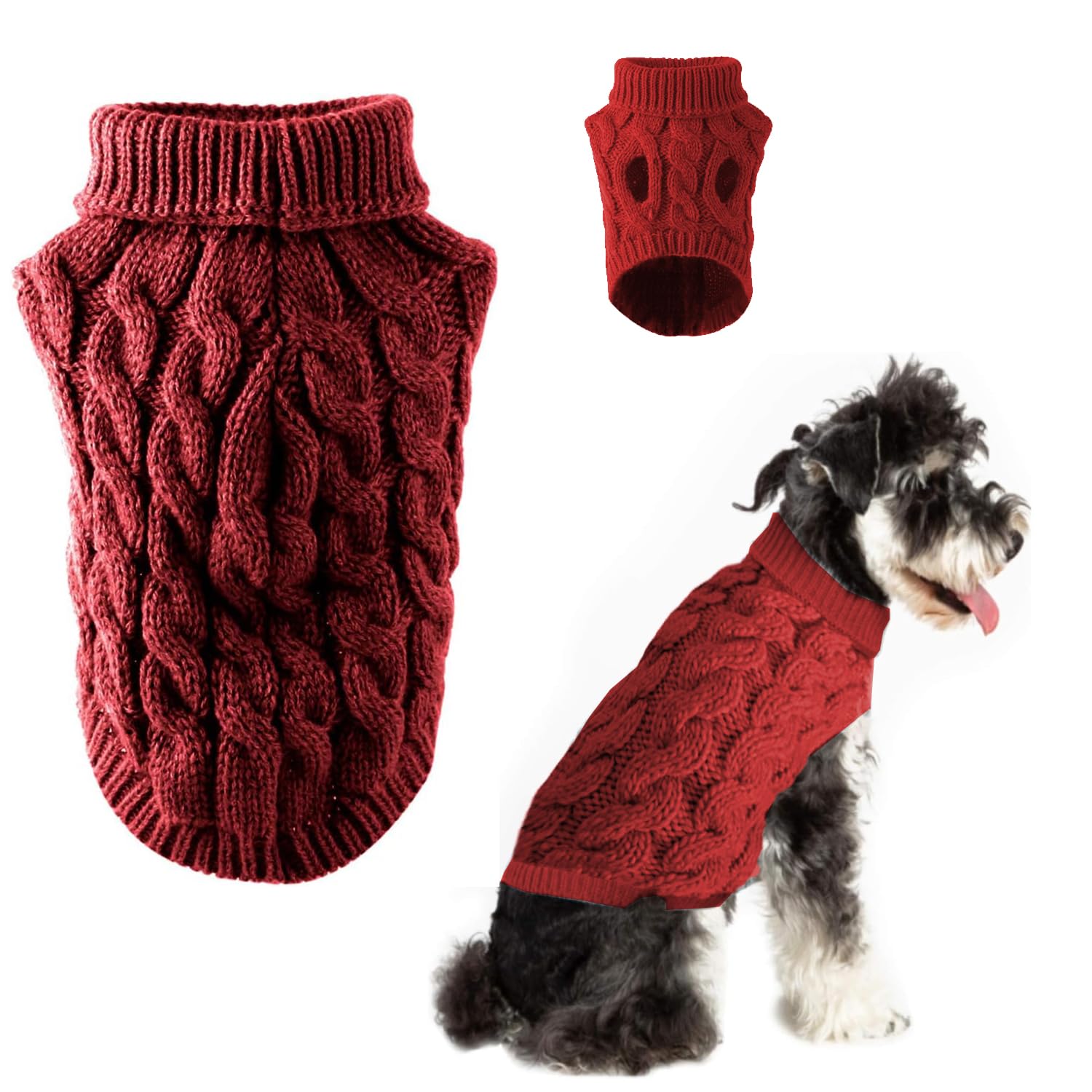 Norhogo Winter Pet Clothing Dog Sweater Jumper Clothing, Dog Sweater Vest Pet Soft Comfortable Turtleneck Knitted Puppy Clothes, for Small Medium Large Dog Puppy Cat (M, Red)
