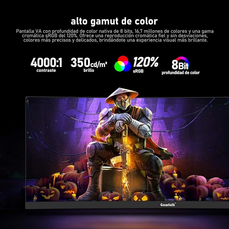 Monitor de gaming ultrawide curvo de 34 polegadas, 165 Hz, 3800R 21:9 UWQHD (3440×1440) Ecrã, 120% sRGB, 1 ms, Adaptive Sync, DisplayPort, HDMI, Suporte Ajustável em Altura - Preto