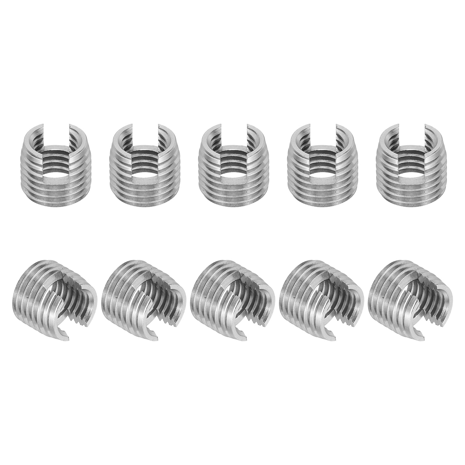 PATIKIL Self-Tapping Threaded Inserts, 10 Pcs M10 x M14 x 12mm 303 Stainless Steel Thread Adapter Reducer Slotted Screw Repair Inserts Nuts Sleeve