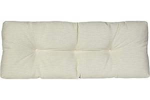 Klear Vu The Gripper Omega Non-Slip Tufted Bench Cushion for Indoor Furniture, Entryway Storage, Bay Window, Corner Nook or Piano Seat, 35 Inches, 01 Ivory