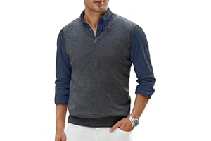 Moda Viva Men's V-Neck Sweater Vest Wool Blend Knitted Sleeveless Pullover Sweater Vests