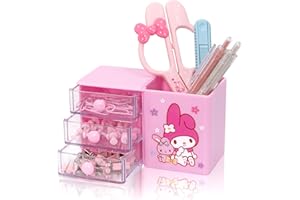 Roffatide Anime My Melody Desktop Desk Office Supplies Container Pen Holder for Desk Cute Pencil Cup Pot Makeup Brush Holder 