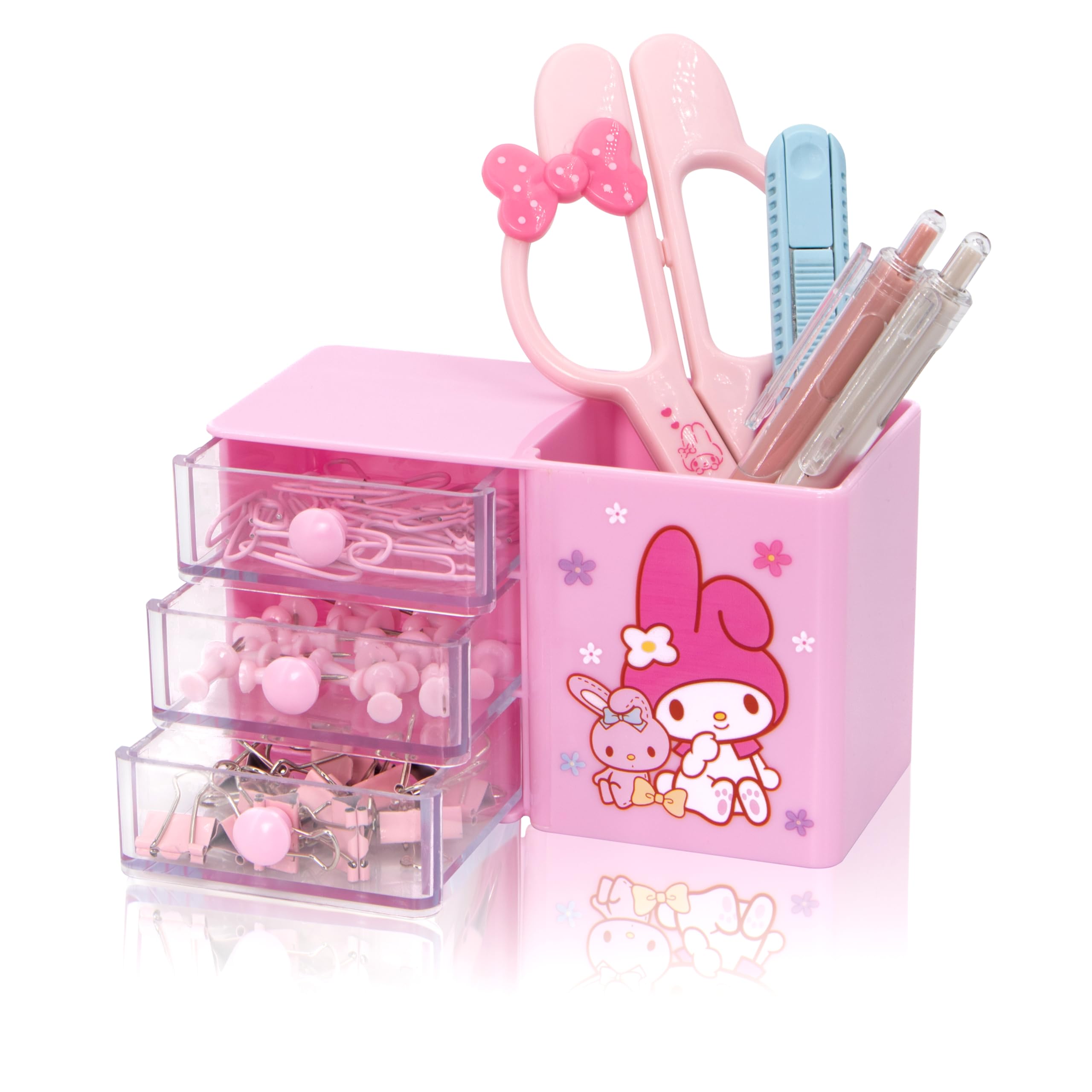 Roffatide Aniem My Melody Desktop Desk Office Supplies Container Pen Holder for Desk Cute Pencil Cup Pot Makeup Brush Holder Mini Box — image 1